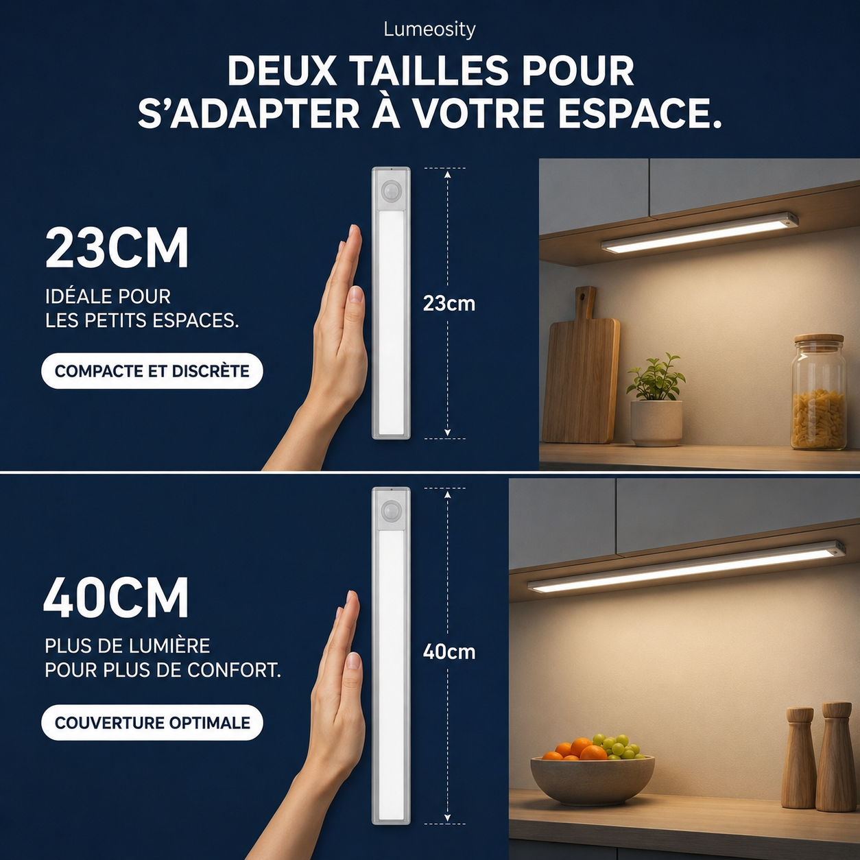 Grande lampe LED 23cm 40 cm rechargeable pour large couverture lumineuse et confort optimal